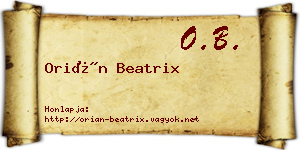 Orián Beatrix névjegykártya